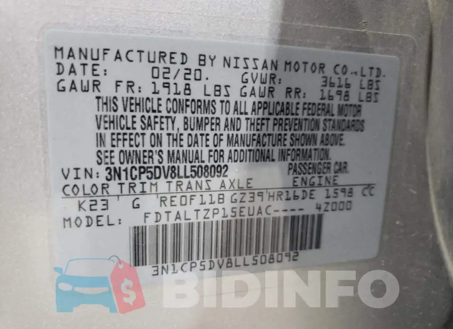 3N1CP5DV8LL508092 Photo# 13