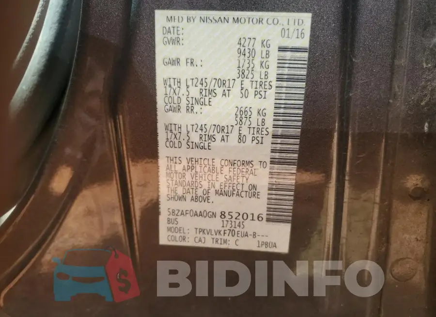 5BZAF0AA0GN852016 Photo# 13