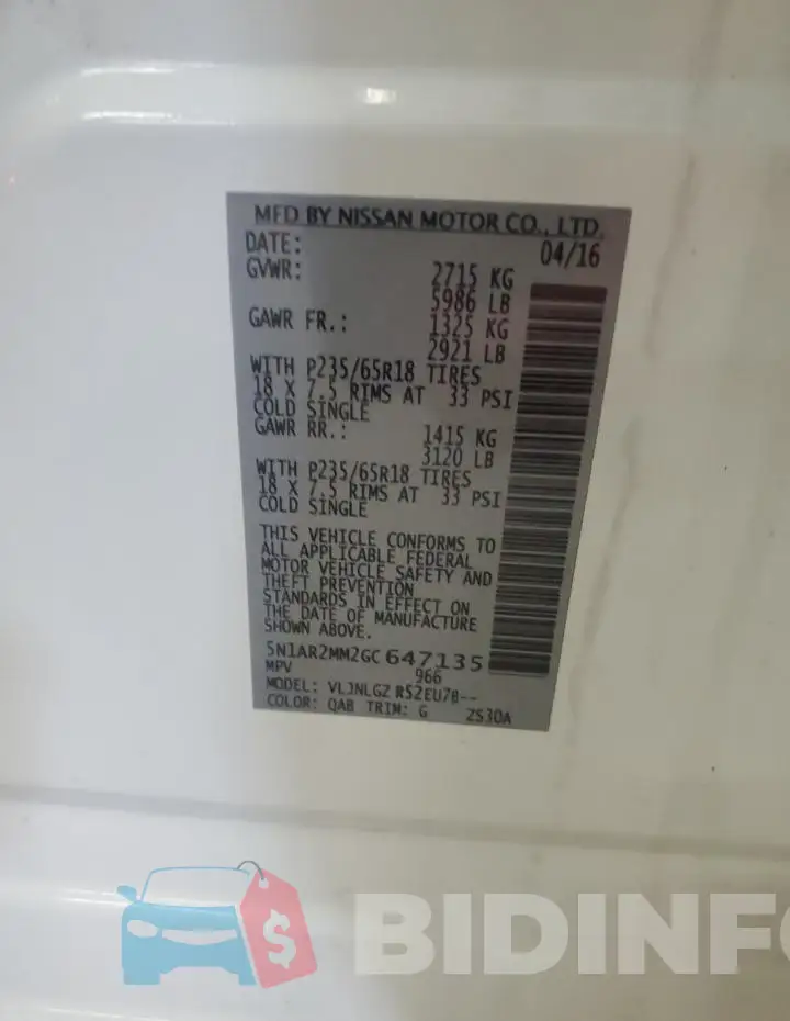 5N1AR2MM2GC647135 Photo# 13