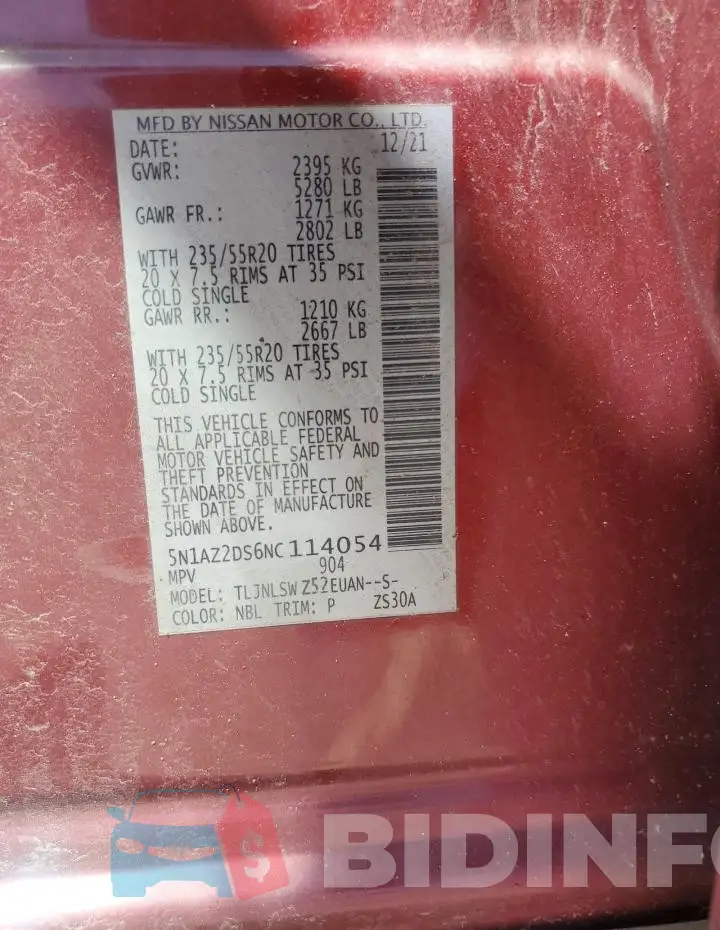 5N1AZ2DS6NC114054 Photo# 13