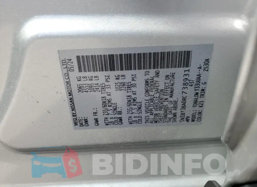5N1BT3BA0RC738931 Photo# 13
