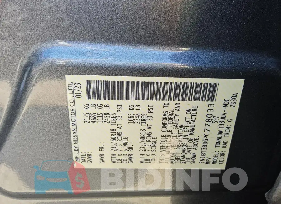 5N1BT3BB6PC778033 Photo# 13
