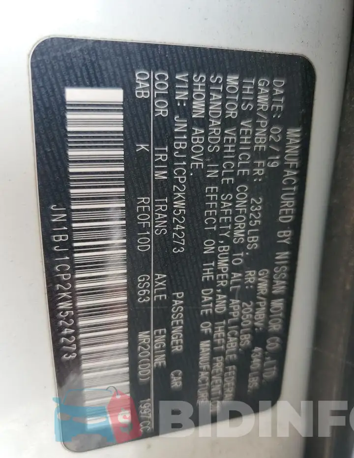 JN1BJ1CP2KW524273 Photo# 14