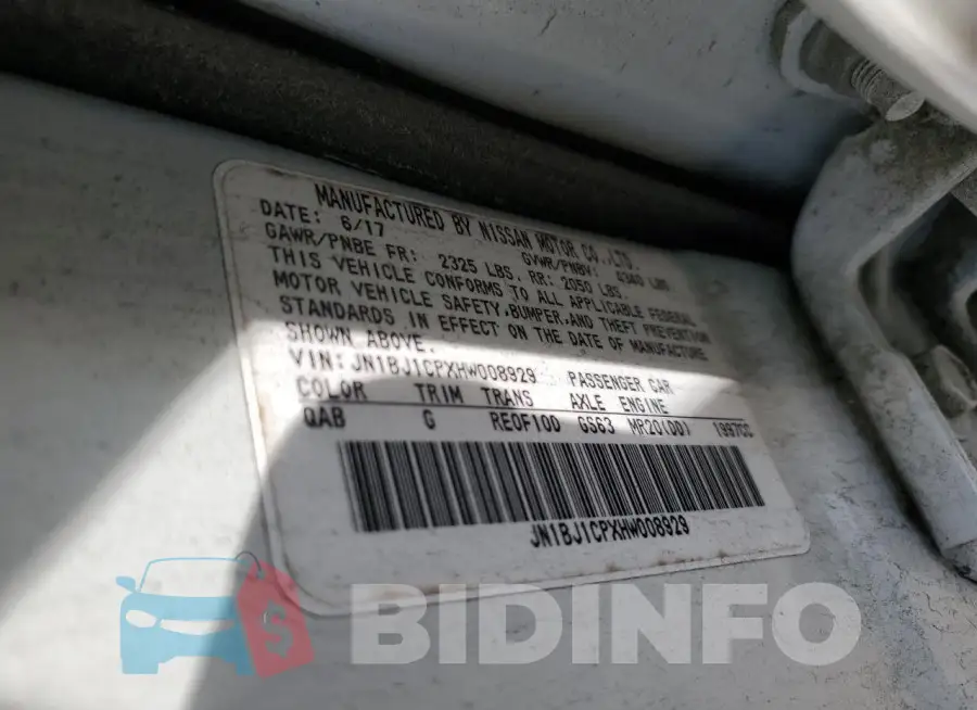 JN1BJ1CPXHW008929 Photo# 14