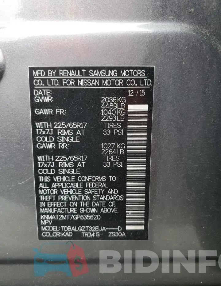 KNMAT2MT7GP635620 Photo# 13