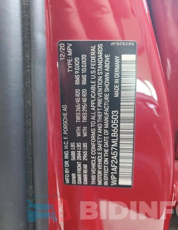 WP1AF2A57MLB60503 Photo# 14