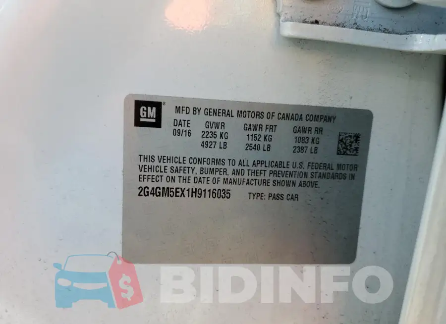 2G4GM5EX1H9116035 Photo# 12