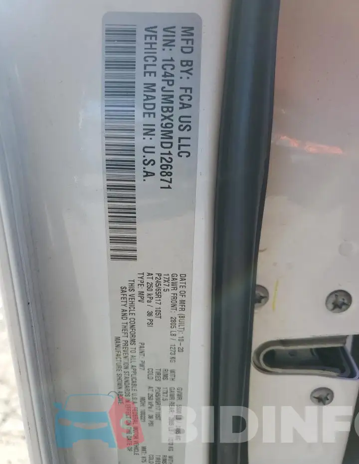 1C4PJMBX9MD126871 Photo# 13