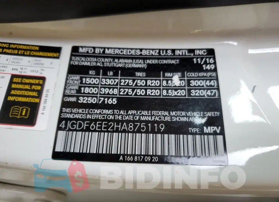 4JGDF6EE2HA875119 Photo# 13