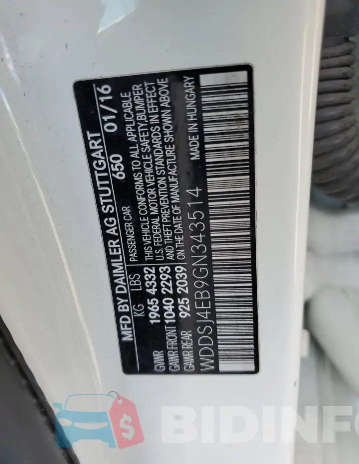 WDDSJ4EB9GN343514 Photo# 12