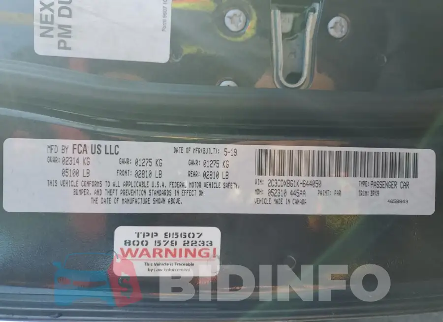 2C3CDXBG1KH644050 Photo# 12