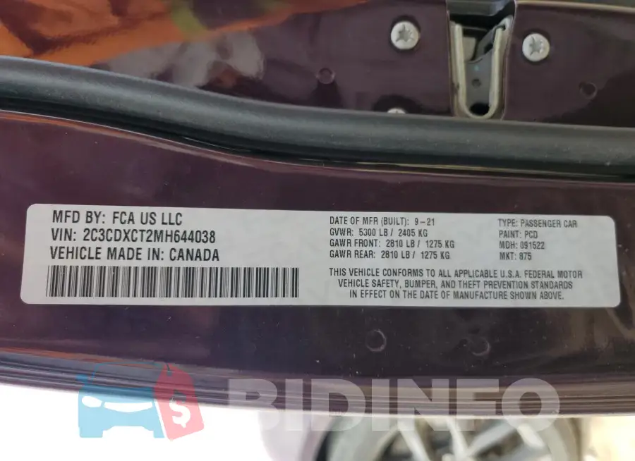 2C3CDXCT2MH644038 Photo# 12