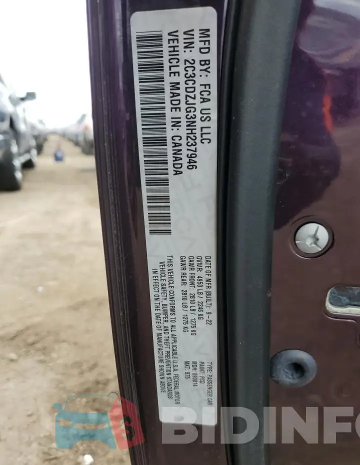 2C3CDZJG3NH237946 Photo# 12