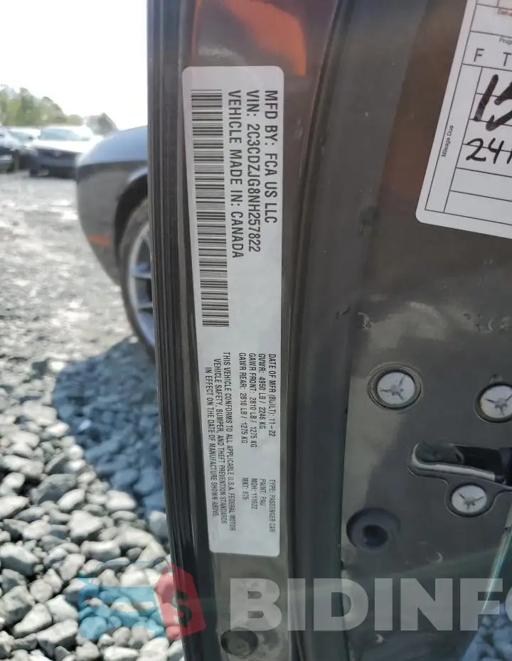 2C3CDZJG8NH257822 Photo# 12