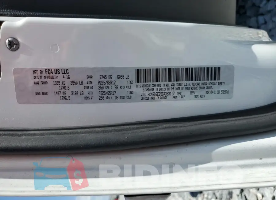 2C4RDGEG5GR353117 Photo# 13