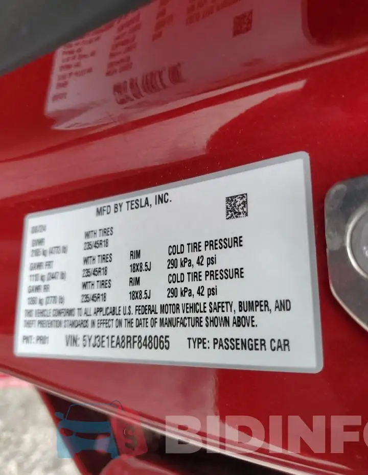 5YJ3E1EA8RF848065 Photo# 12