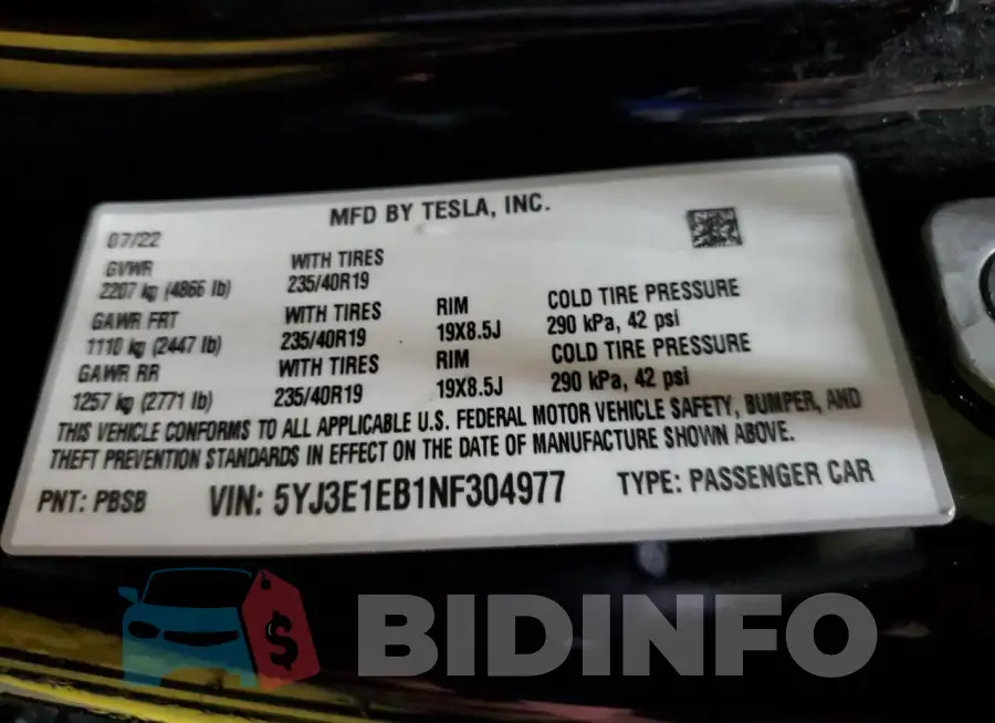 5YJ3E1EB1NF304977 Photo# 12