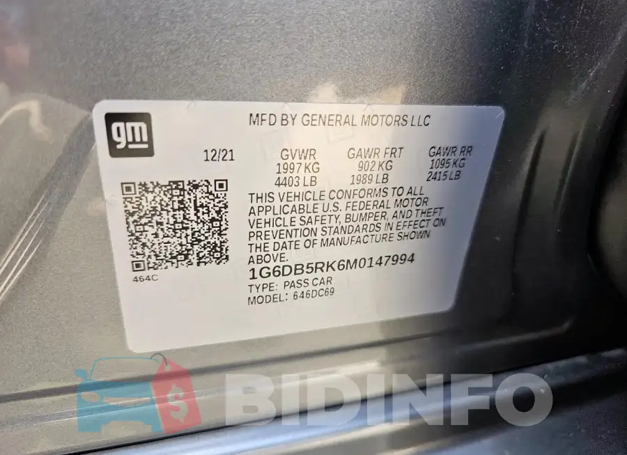 1G6DB5RK6M0147994 Photo# 10