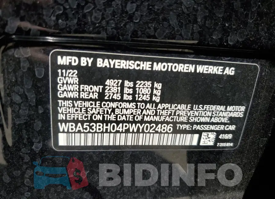 WBA53BH04PWY02486 Photo# 13