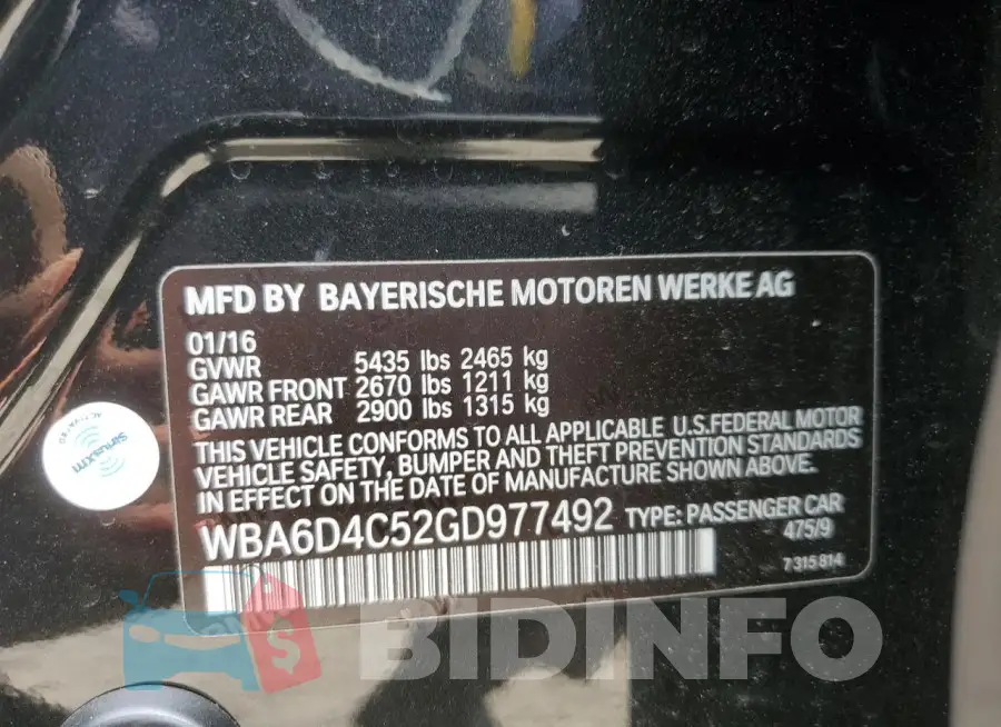WBA6D4C52GD977492 Photo# 12