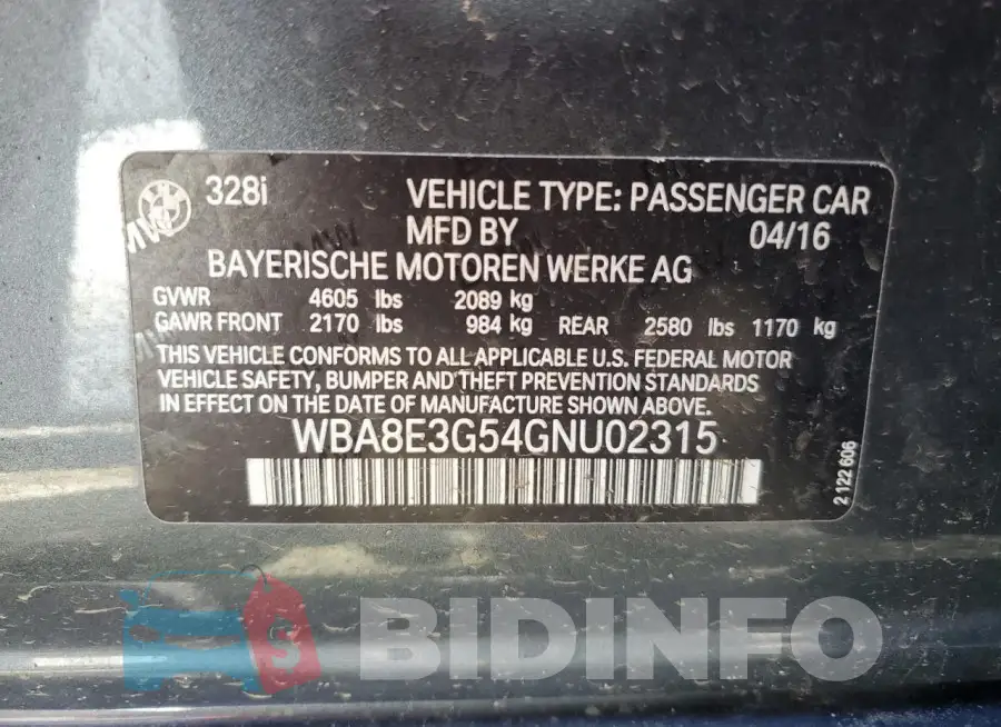 WBA8E3G54GNU02315 Photo# 12