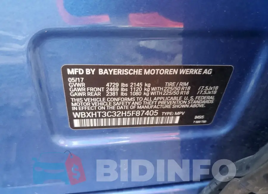 WBXHT3C32H5F87405 Photo# 12