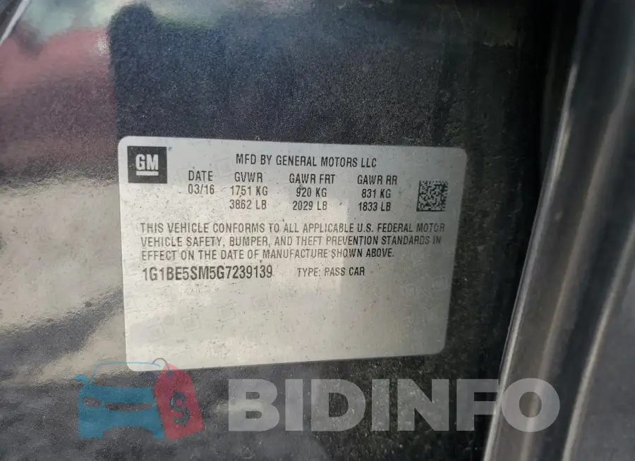 1G1BE5SM5G7239139 Photo# 12