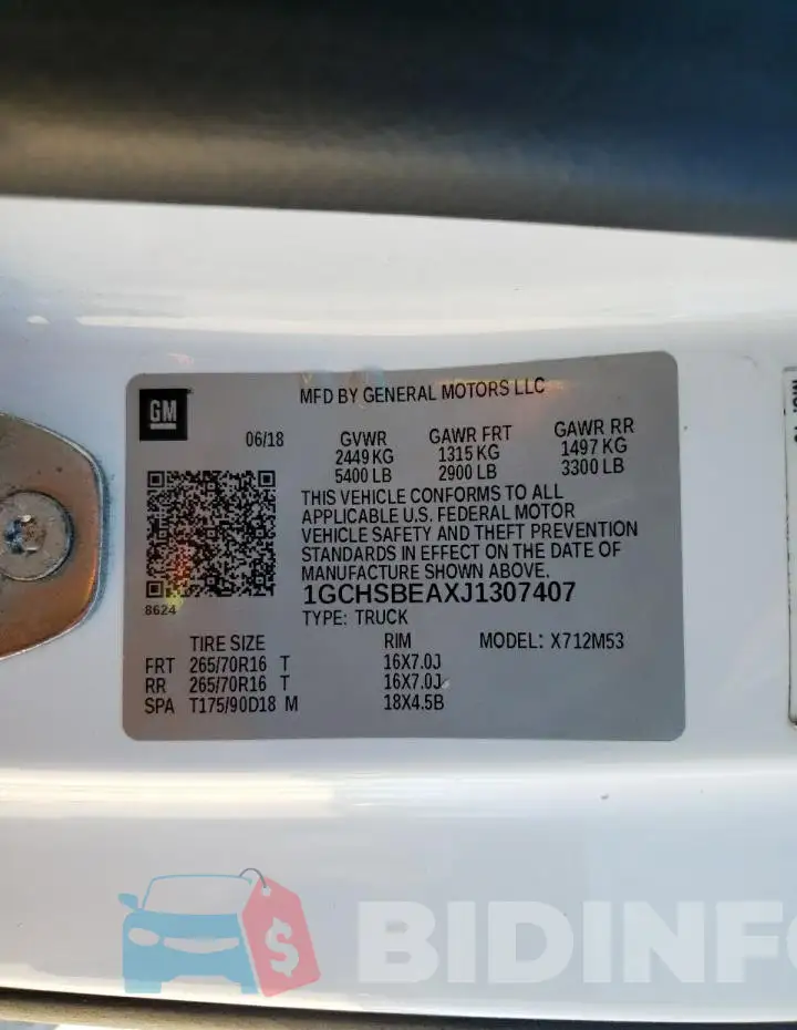 1GCHSBEAXJ1307407 Photo# 12