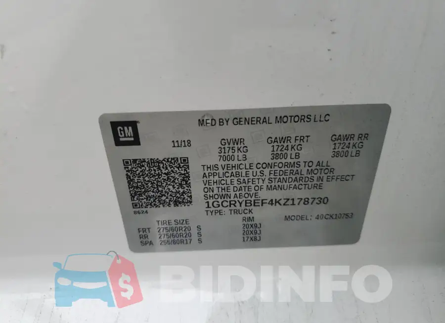 1GCRYBEF4KZ178730 Photo# 12