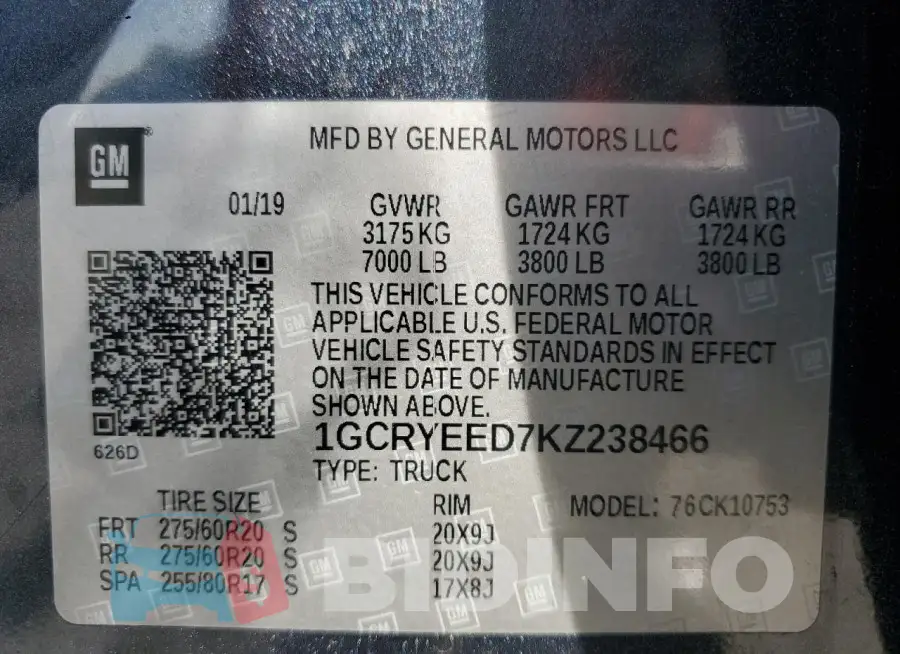 1GCRYEED7KZ238466 Photo# 12