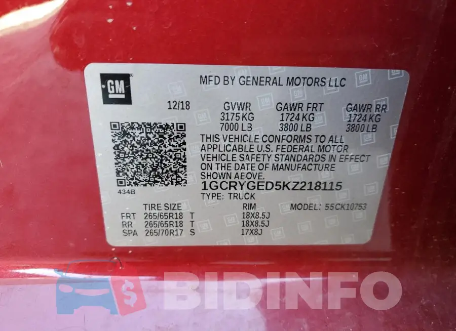 1GCRYGED5KZ218115 Photo# 12