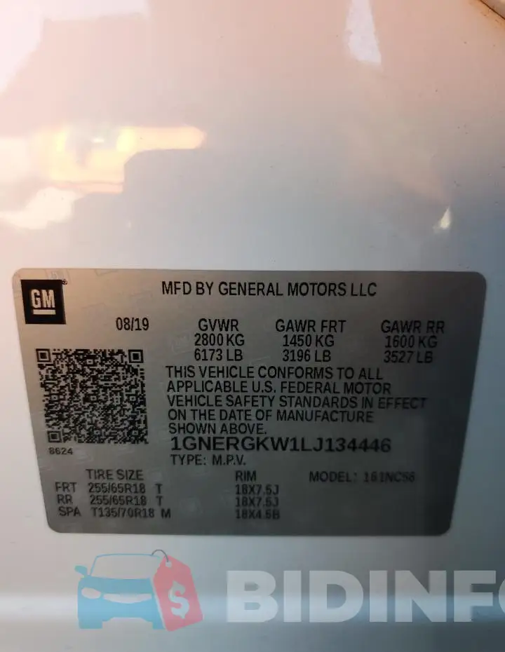 1GNERGKW1LJ134446 Photo# 13