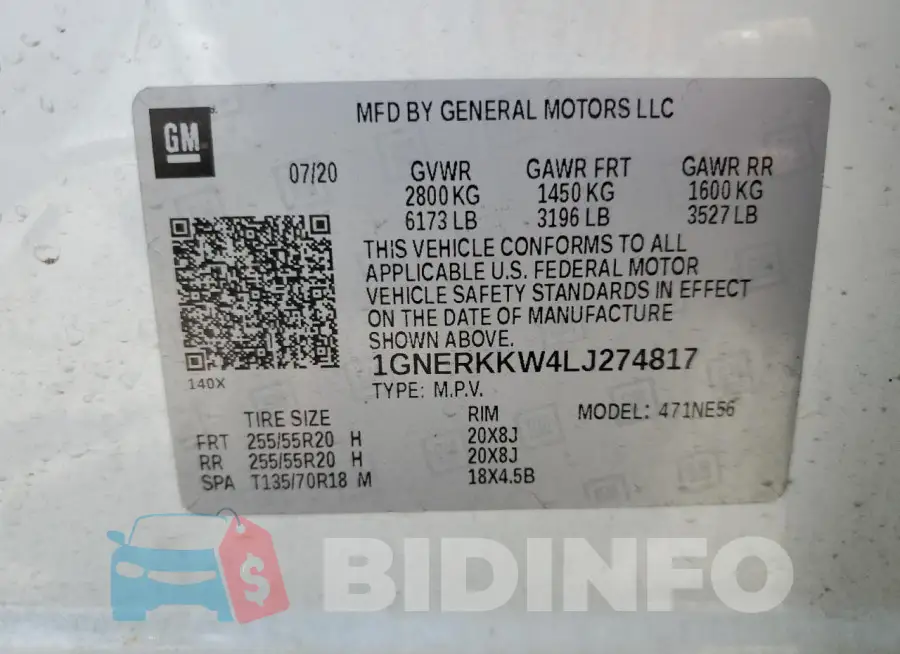 1GNERKKW4LJ274817 Photo# 13