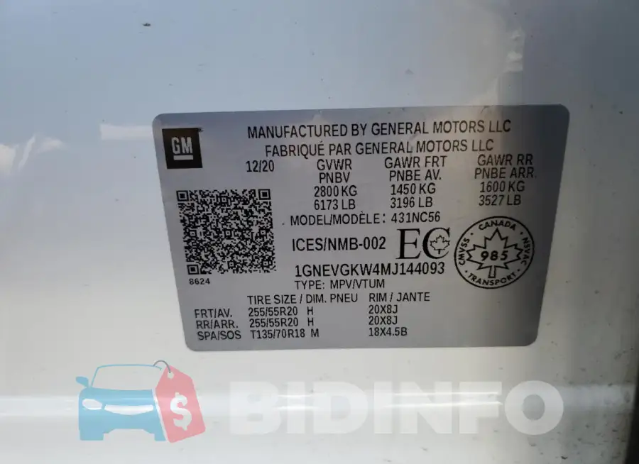 1GNEVGKW4MJ144093 Photo# 14