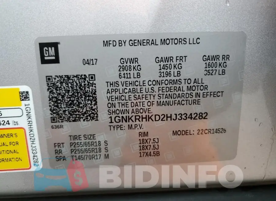 1GNKRHKD2HJ334282 Photo# 13