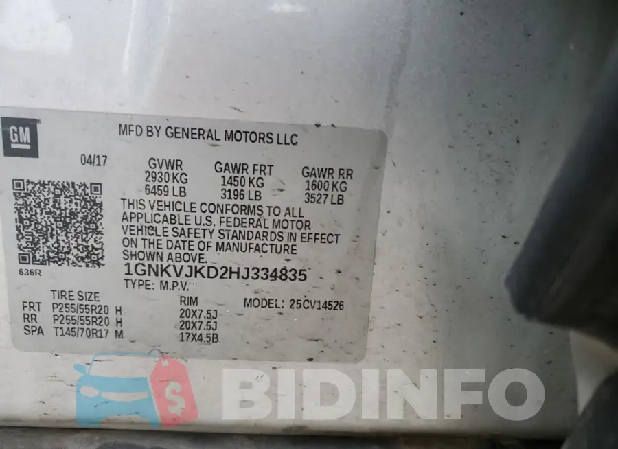 1GNKVJKD2HJ334835 Photo# 13
