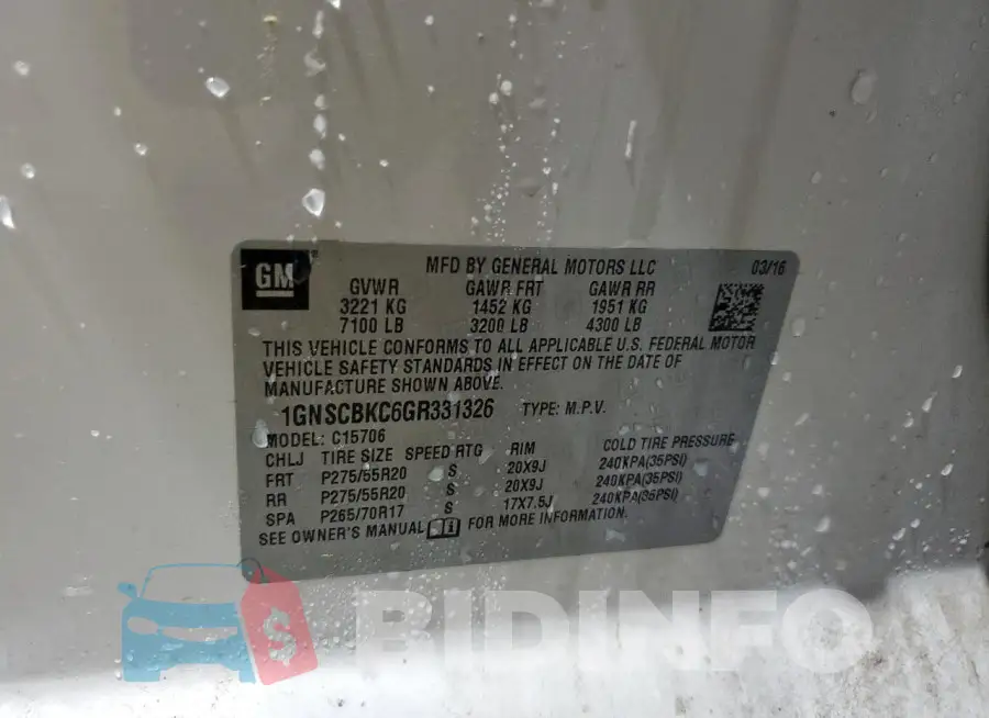 1GNSCBKC6GR331326 Photo# 13