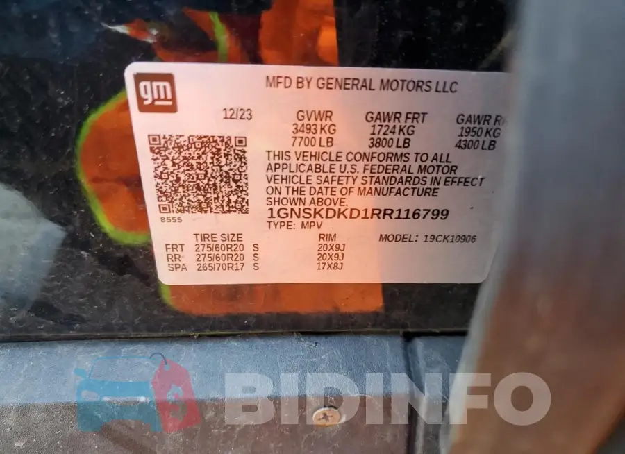 1GNSKDKD1RR116799 Photo# 14