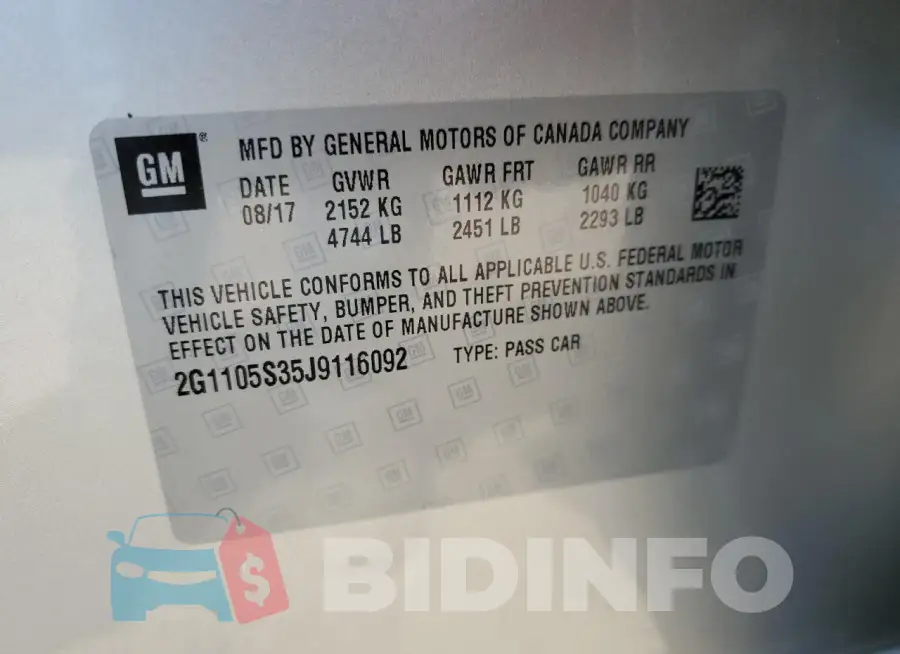 2G1105S35J9116092 Photo# 13
