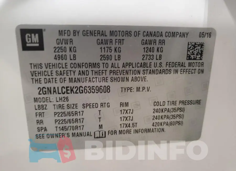 2GNALCEK2G6359608 Photo# 13
