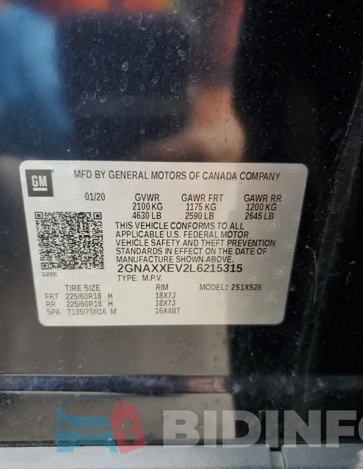 2GNAXXEV2L6215315 Photo# 13