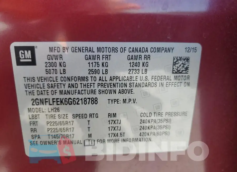 2GNFLFEK6G6218788 Photo# 13