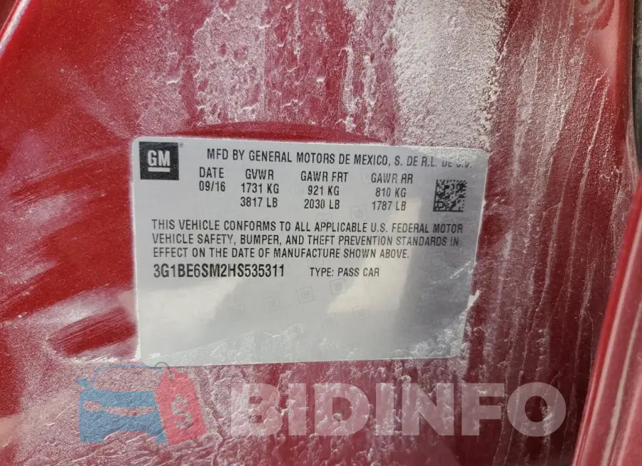 3G1BE6SM2HS535311 Photo# 12