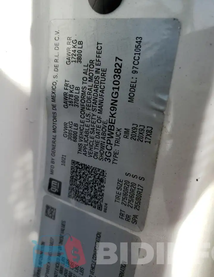 3GCPWBEK9NG103827 Photo# 13