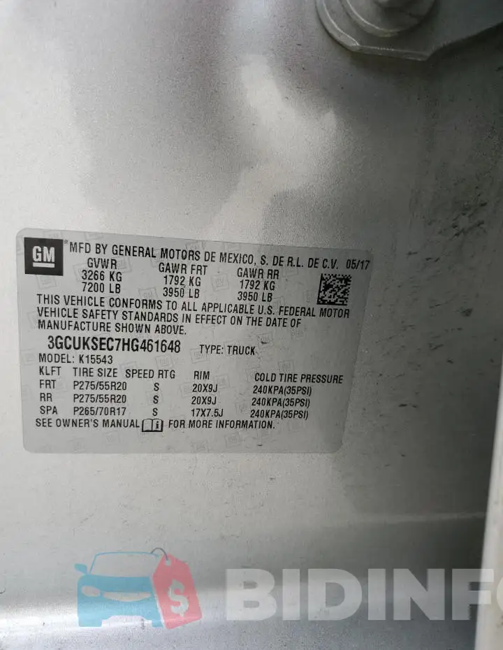 3GCUKSEC7HG461648 Photo# 12