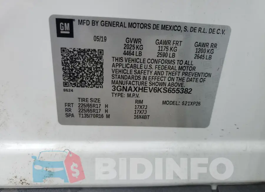 3GNAXHEV6KS655382 Photo# 14
