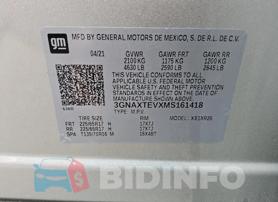 3GNAXTEVXMS161418 Photo# 13