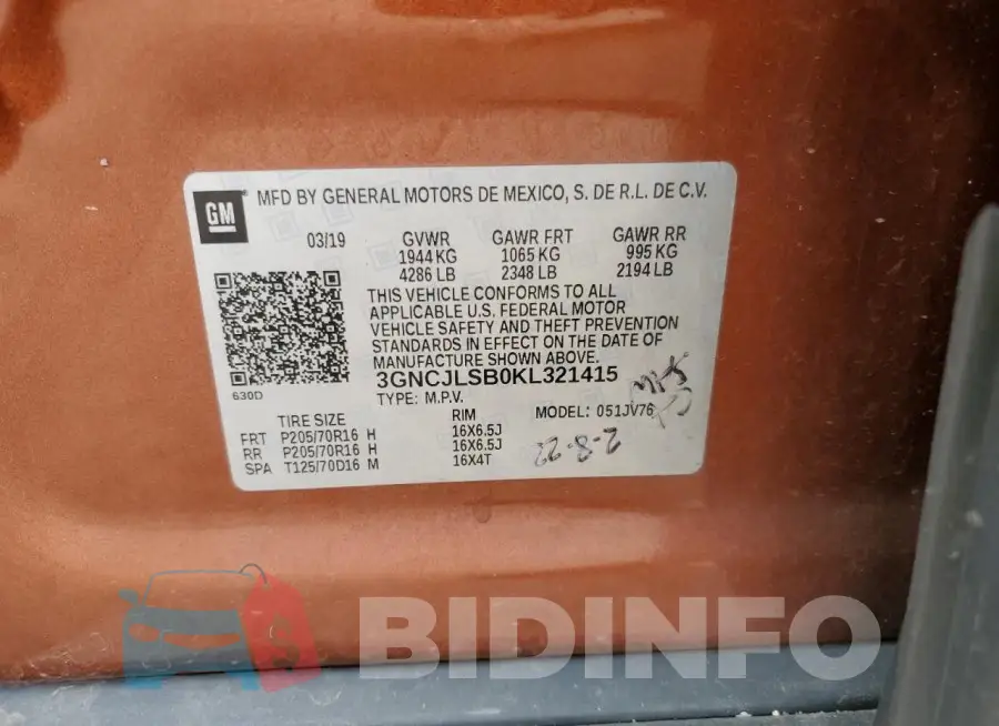 3GNCJLSB0KL321415 Photo# 13