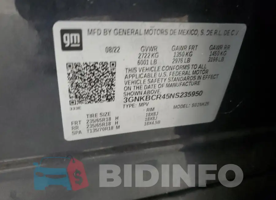 3GNKBCR45NS235950 Photo# 13