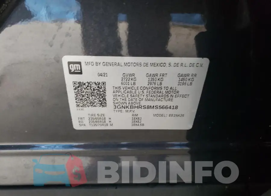 3GNKBHRS8MS566418 Photo# 13